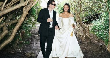 Brooklyn Beckham's claims that his mother Victoria 'hijacked' his first dance at his wedding are at odds with Vogue's official account of the nupitals, (Brooklyn pictured with wife Nicola)