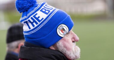 A fan enjoys the only Lowland League game to survive the frost, between Bo'ness United and East Stirlingshire