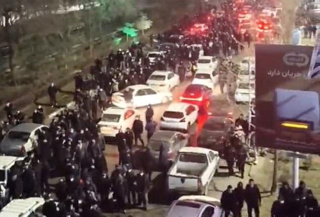 People gather on the streets during a protest in Mashhad, Razavi Khorasan Province, Iran this week as activists gathered in towns and cities in all 31 of Iran's provinces