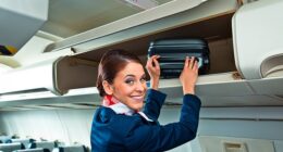 Air passengers have been warned of possible 25 per cent fare hikes as the European Union pushes for new rules on what baggage can be carried on board (stock pic of a stewardess)