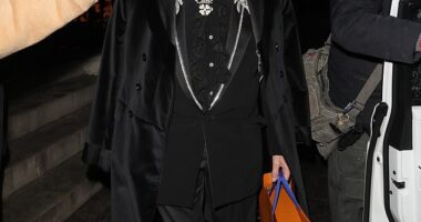 Sir Rod Stewart was joined by his glamorous wife Penny Lancaster for a date night at celebrity hotspot Annabel's in London on Friday