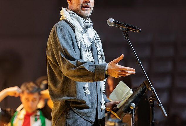 Pep Guardiola turns political activist to give passionate pro-Palestine speech while wearing a keffiyeh in Barcelona on his day off from work at Man City