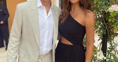 Pia Whitesell (right) has revealed why being a stepmother Lauren Sanchez's children is rewarding (Pictured with husband Patrick)