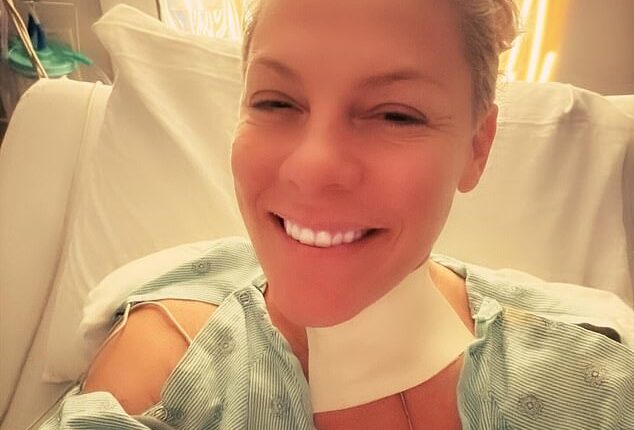 Pink revealed she's been hospitalized as she appeared on Instagram on Wednesday night