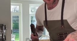 David Beckham appeared to play his chef son Brooklyn at his own game as he cooked for Gordon Ramsay on Instagram on Saturday