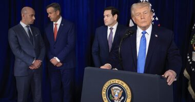 President Donald Trump (right) held a press conference Saturday at Mar-a-Lago and took questions on the capture of Venezuelan leader Nicolás Maduro and future leadership of the country. The biggest swath of American voters believe it was due to the country's oil riches