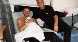 Adam Frisby and his fiancé Jamie Corbett have announced the arrival of their baby girl