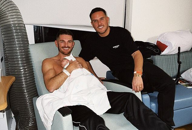 Adam Frisby and his fiancé Jamie Corbett have announced the arrival of their baby girl