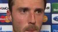 Michael Carrick is seen giving a post-match interview back in 2014