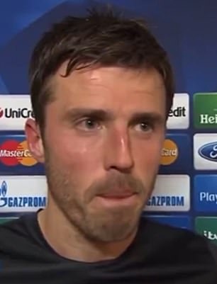 Michael Carrick is seen giving a post-match interview back in 2014