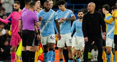 Pep Guardiola criticised referee Farai Hallam after the official's Premier League debut