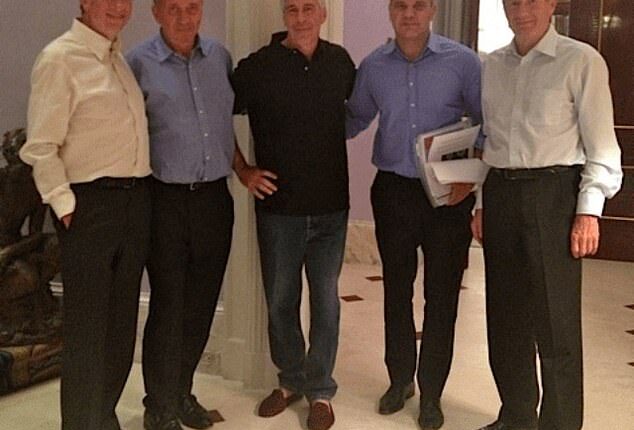 Bill Gates, former treasury secretary Larry Summers, Jeffrey Epstein, adviser Boris Nikolic and another man in a photo released today