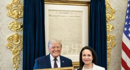 Venezuelan opposition leader Maria Corina Machado played her trump card on Thursday, surrendering her most prized possession to the President in the Oval Office