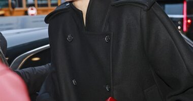 Sophie Turner showed off her high-fashion glow-up at the CBS studios in New York on Wednesday after revealing she's been training for a year to reprise role as Lara Croft