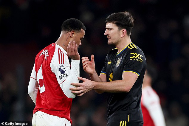 Gabriel Magalhaes refused to shake Harry Maguire's hand after Arsenal's defeat to Man United