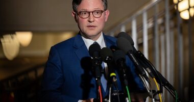 Speaker of the House Mike Johnson (R-LA) speaks to the press following a briefing by members of the Trump administration on U.S. operations in Venezuela, at the U.S. Capitol in Washington, DC on January 5, 2025