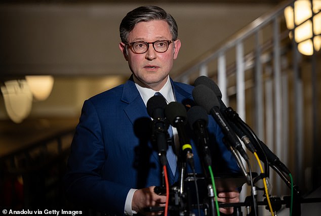 Speaker of the House Mike Johnson (R-LA) speaks to the press following a briefing by members of the Trump administration on U.S. operations in Venezuela, at the U.S. Capitol in Washington, DC on January 5, 2025