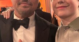 Starstruck Adolescence star Owen Cooper posed for selfies with A-listers Leonardo DiCaprio, Sean Penn and Emily Blunt after making history with his Golden Globes win on Sunday night