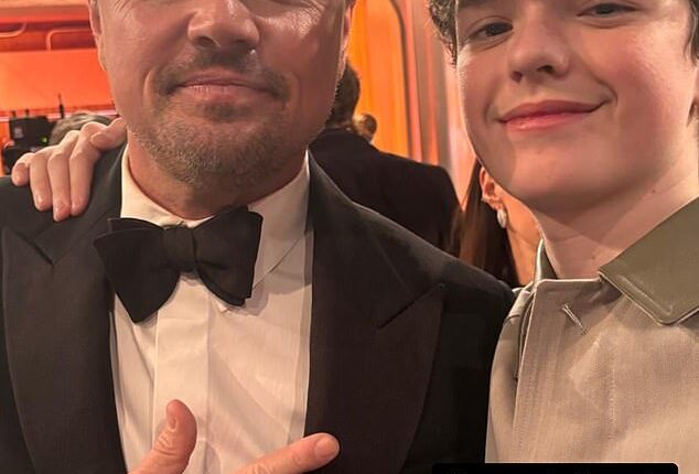 Starstruck Adolescence star Owen Cooper posed for selfies with A-listers Leonardo DiCaprio, Sean Penn and Emily Blunt after making history with his Golden Globes win on Sunday night