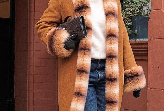 Coat, Malina. Jumper, Soft Goat. Jeans, 7 For All Mankind. Hat, Mango. Bag, Bottega Veneta. Gloves, Cos. Shoes, Jil Sander