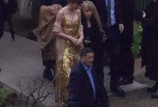 Taylor Swift - pictured with Steve Nicks - was a star attraction at the California wedding of her good friend Este Haim, but it was her sparkly dress that had fans really talking