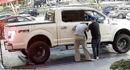 Authorities released photos taken from a surveillance camera showing what appears to be an abduction of a woman around 6.45am near West 27th Avenue & West 52nd Street outside the Lake Condominium in Hialeah