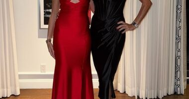 Vanessa Trump looked absolutely radiant as she celebrated her boyfriend Tiger Woods' birthday on Wednesday night with a red-themed mega bash - as the 48-year-old was absolutely ageless in a curve-hugging, slinky black dress