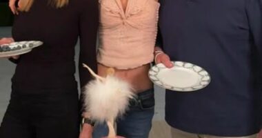 Nicola Peltz-Beckham is leaning into a 'childlike identity', a psychotherapist has claimed (Nicola is pictured at her ballerina-themed 31st birthday with her parents)