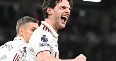 Declan Rice struck twice for Arsenal against Bournemouth, showing his versatility
