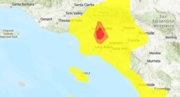The EPA's air quality monitors have warned that the air over Los Angeles has entered 'unhealthy' levels on Wednesday