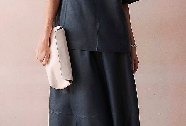 Top, £150, and skirt, £220, Arrange, asos.com. Earrings, £25.99, pilgrim.net. Bag, £109, whistles.com. Bracelet, £39, daisyjewellery.com. Sandals, £29.99, quizclothing.co.uk.