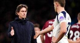 Thomas Frank issued a hands off warning to clubs interested in Micky van de Ven (right)