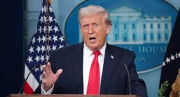 President Donald Trump said he considered renaming the Gulf of Mexico the 'Gulf of Trump' - and then immediately told reporters he was joking, during a lengthy session Tuesday in the briefing room as he ticked off year one accomplishments