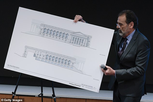 White House ballroom architect Shalom Baranes showcased designs on Thursday at a meeting of the National Capital Planning Commission, the government body that oversees federal construction projects in Washington, D.C.