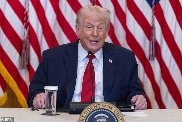 Donald Trump, pictured above on Friday, has asked nations to contribute $1 billion for permanent membership to his newly established Board of Peace