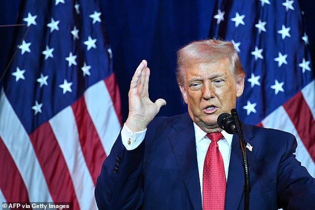 US President Donald Trump speaks during the House Republican Party (GOP) member retreat at the Kennedy Center in Washington, DC, on January 6
