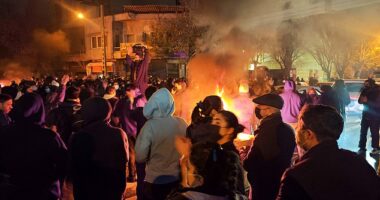 Fires are lit as protesters rally on January 8, 2026 in Tehran, Iran. Demonstrations have been ongoing since December, triggered by soaring inflation and the collapse of the rial, and have expanded into broader demands for political change