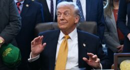 President Donald Trump played scared after being told some of the dairy farmers visiting the Oval Office on Wednesday came from Butler, Pennsylvania