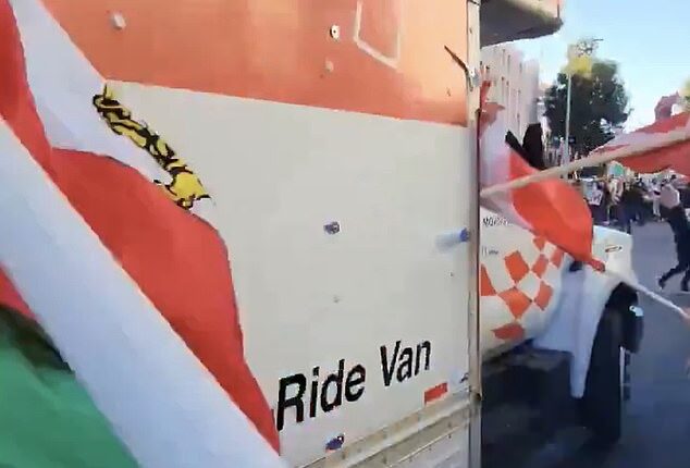 Chaos erupted at a pro¿Iranian freedom rally in Los Angeleson Sunday afternoon after a U-Haul truck bearing a stark anti¿regime change message plowed through a crowd of demonstrators