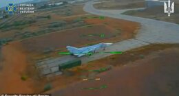 Dramatic footage showed drones successfully striking the planes across five different military airfields