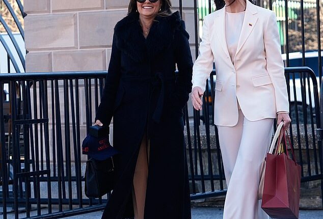 Venezuelan opposition leader Maria Corina Machado (right) is photographed leaving the White House Thursday after her first meeting with President Donald Trump since the U.S. military captured Venezuelan dictator Nicolas Maduro