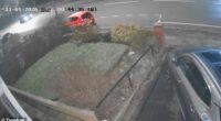 Footage from CCTV cameras of a nearby property show the Picasso taxi (back left) travelling along Wigan Road in Bolton just before the collision
