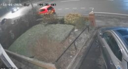 Footage from CCTV cameras of a nearby property show the Picasso taxi (back left) travelling along Wigan Road in Bolton just before the collision
