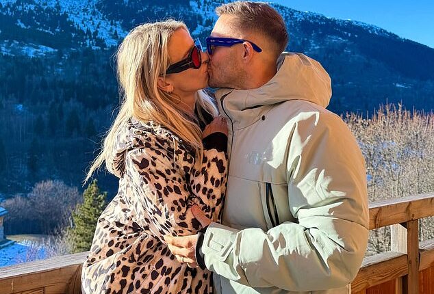 Vogue Williams and Spencer Matthews pack on the PDA in loved-up Instagram snaps as they enjoyed a lavish skiing holiday in Courchevel, France on Sunday