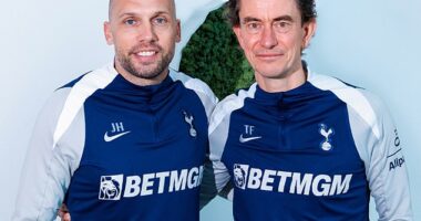 Johnny Heitinga (left) has joined Tottenham on a two-and-a-half-year deal, becoming assistant coach under Thomas Frank