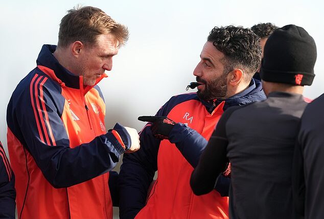 Darren Fletcher has stepped up as Manchester United interim manager after Ruben Amorim (right) was sacked on Monday morning
