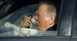 William Shatner eats a bowl of cereal while driving and more star snaps