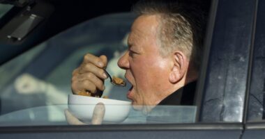 William Shatner eats a bowl of cereal while driving and more star snaps
