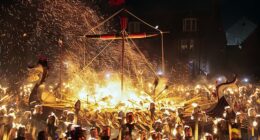 Up Helly Aa is traditionally held on the last Tuesday of January and celebrates Shetland's Norse heritage