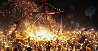 Up Helly Aa is traditionally held on the last Tuesday of January and celebrates Shetland's Norse heritage